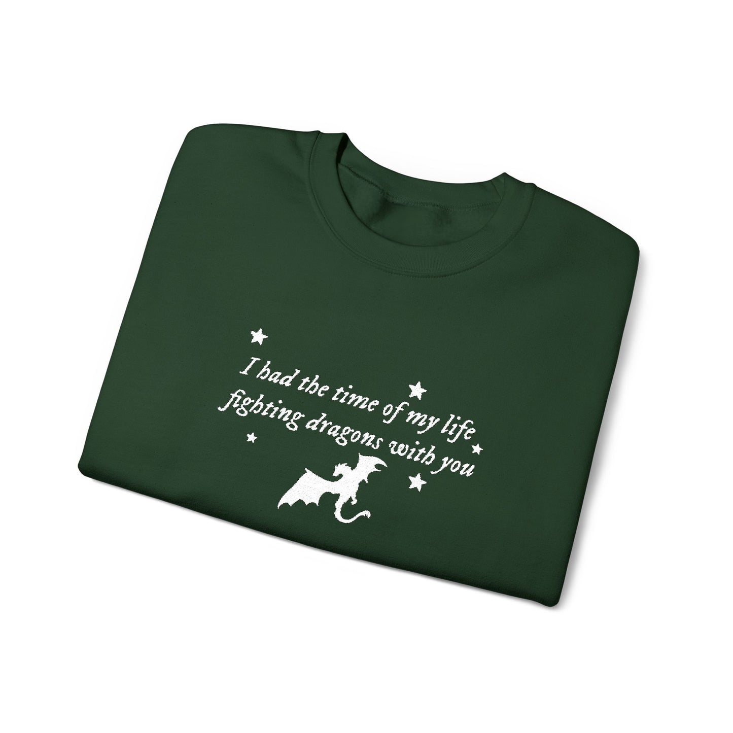 Embroidered Crewneck Sweatshirt — fighting dragons with you