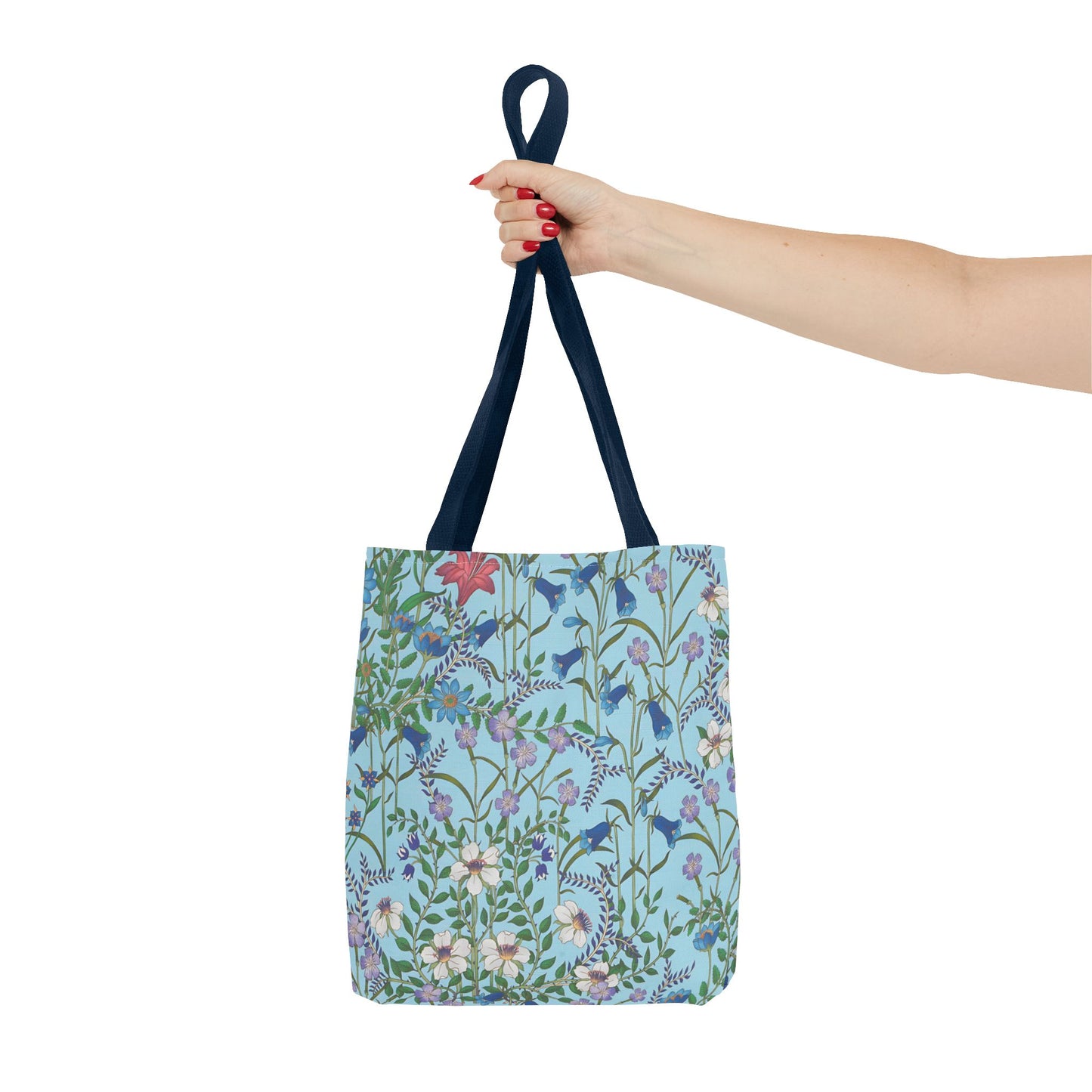 Floral Pattern Tote Bag "Flora Blue" - Vibrant Garden Style for Everyday Use