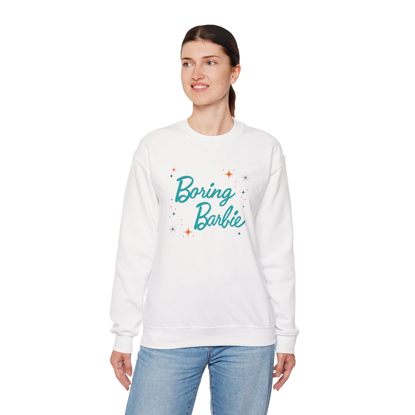 Boring Barbie with stars - Gildan Crewneck Sweatshirt, Cozy Sweatshirt, Unisex Apparel, Gift for Barbie Fans, Casual Wear, Trendy Fashion