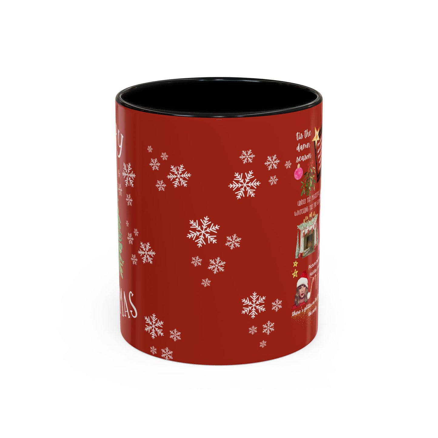 Merry Swiftmas - Swiftie Lyrics Collage - Accent Coffee Mug (11, 15oz)