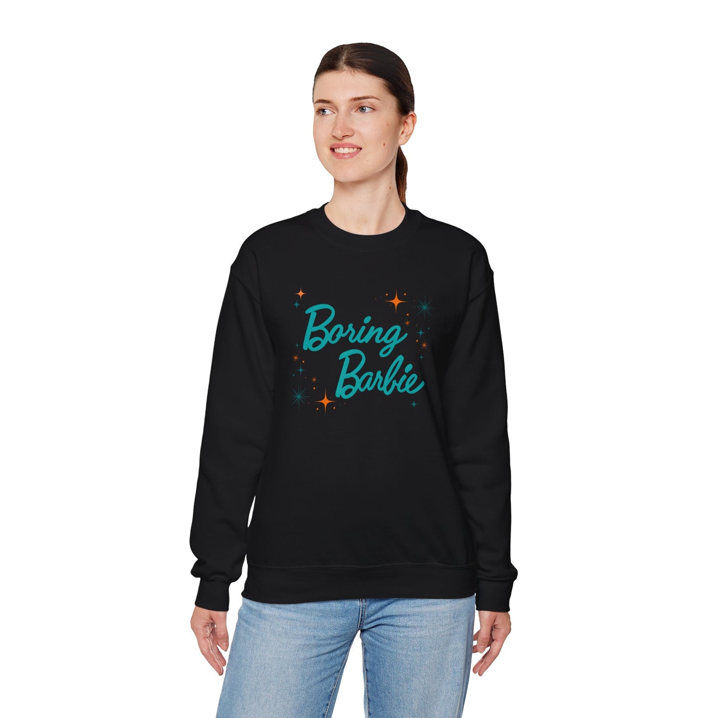 Boring Barbie with stars - Gildan Crewneck Sweatshirt, Cozy Sweatshirt, Unisex Apparel, Gift for Barbie Fans, Casual Wear, Trendy Fashion