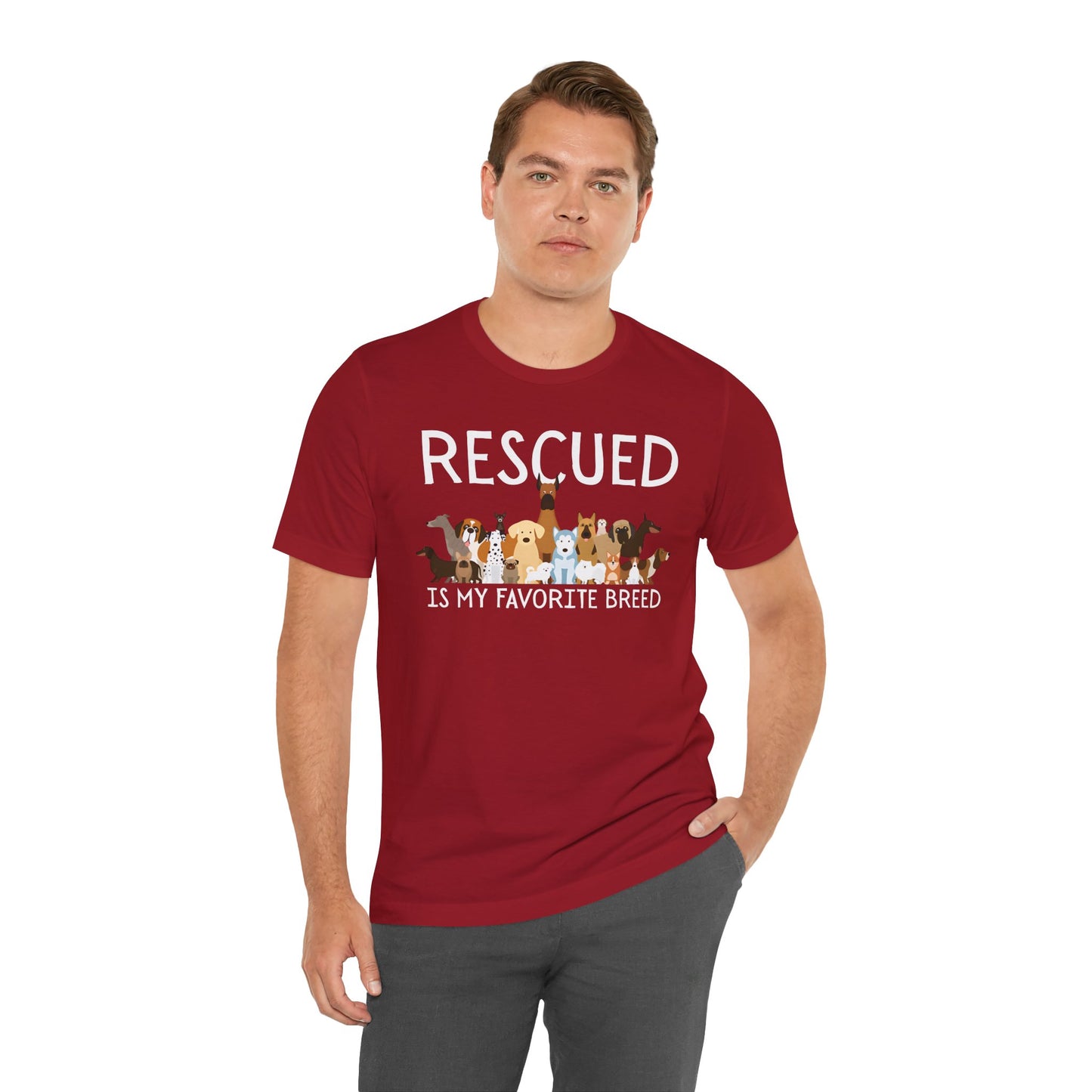 Unisex Dog Lover Tee: 'Rescued is My Favorite Breed' Shirt, Animal Rescue Gift, Pet Owner Apparel, Fun Casual Wear, Birthday Gift
