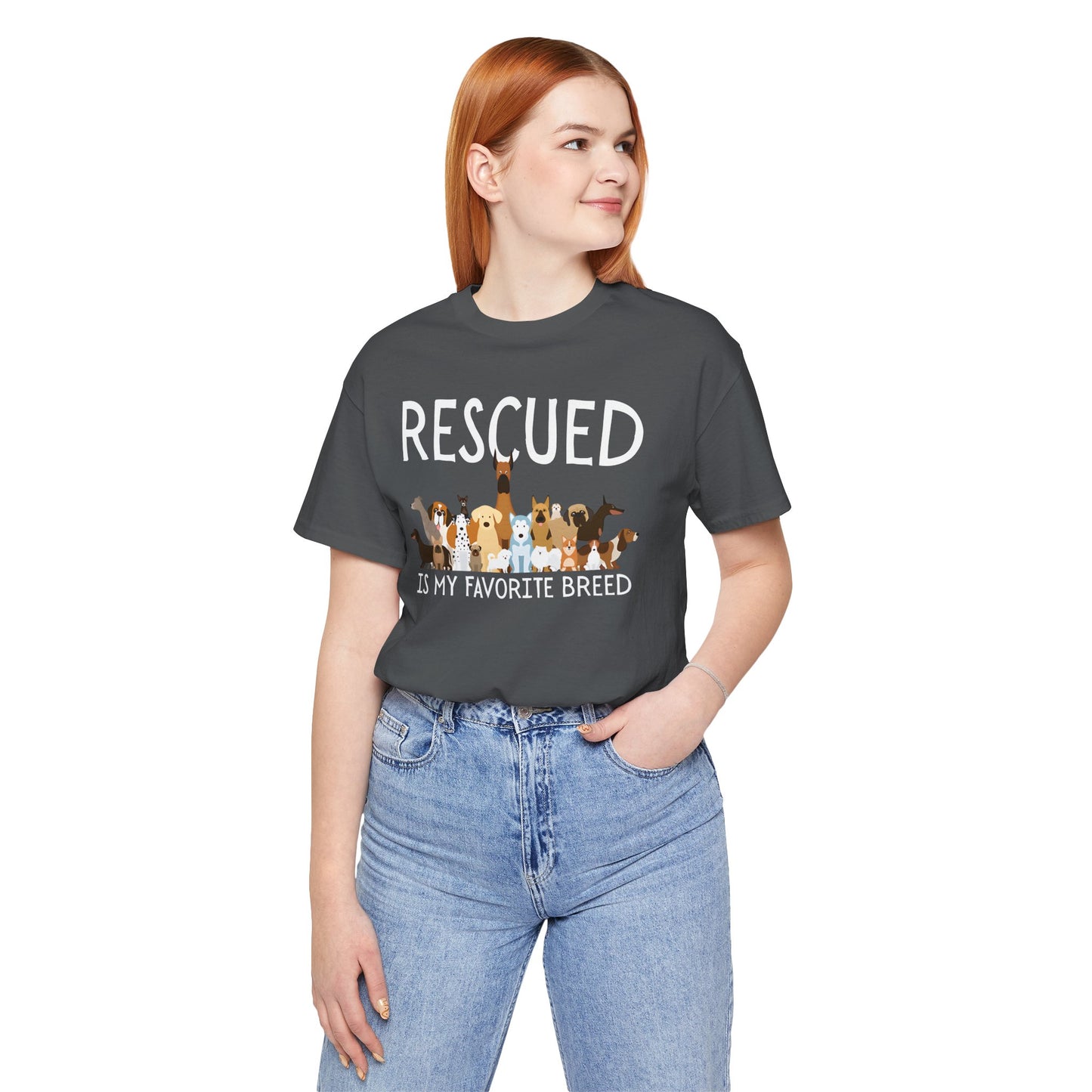 Unisex Dog Lover Tee: 'Rescued is My Favorite Breed' Shirt, Animal Rescue Gift, Pet Owner Apparel, Fun Casual Wear, Birthday Gift