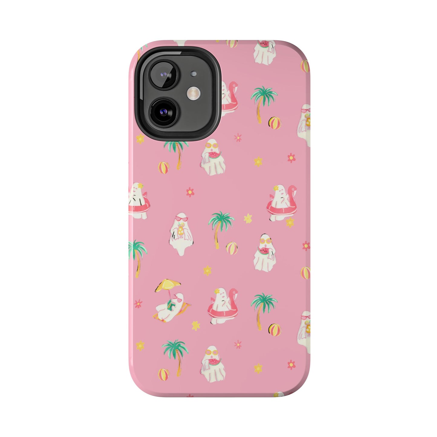 Pink Summerween Phone Cases with Ghosties - Fun Vacation Accessories, Cute Gift for Beach Lovers, Phone Covers, Summer Essentials