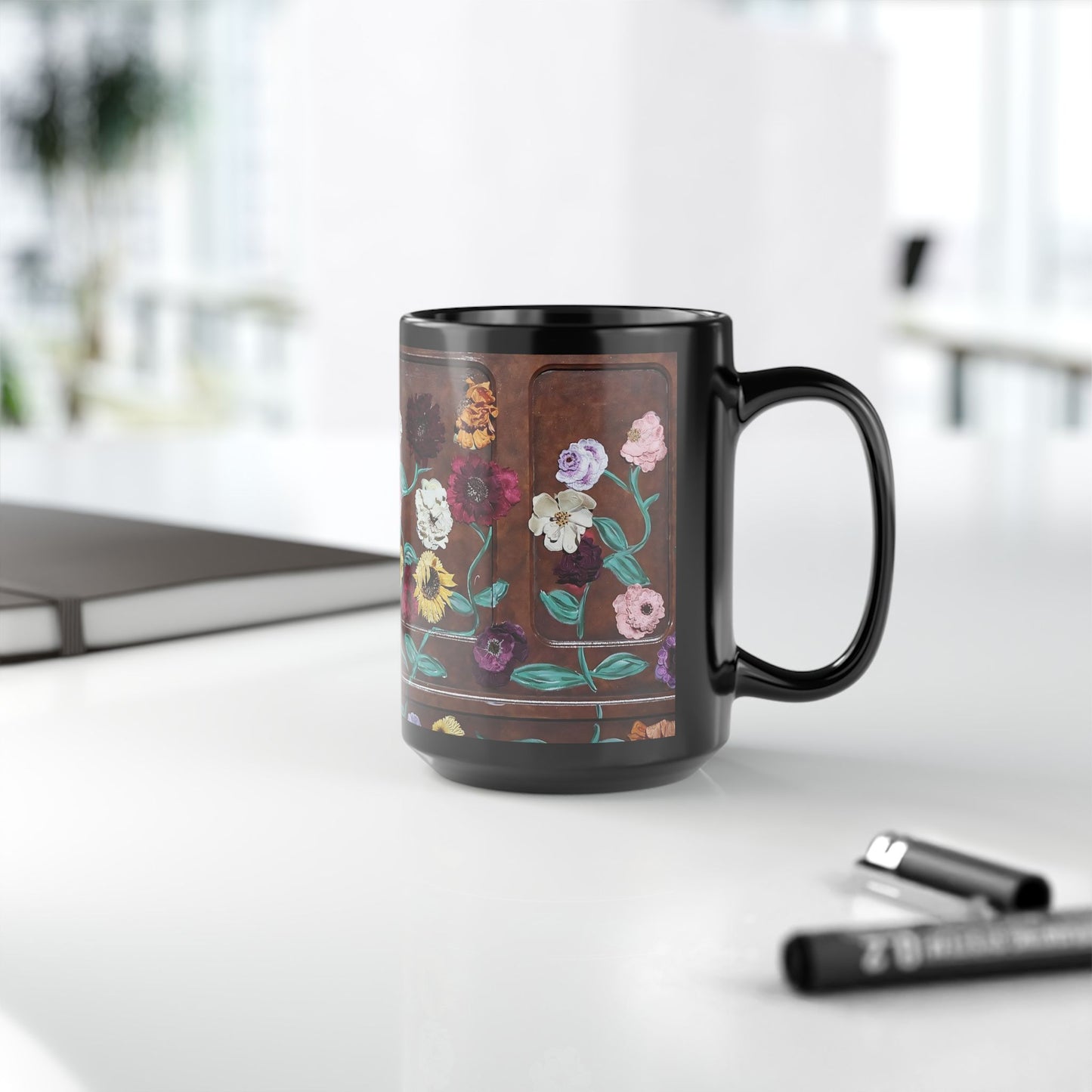 Surprise Song Floral Piano Black Mug (11oz, 15oz)