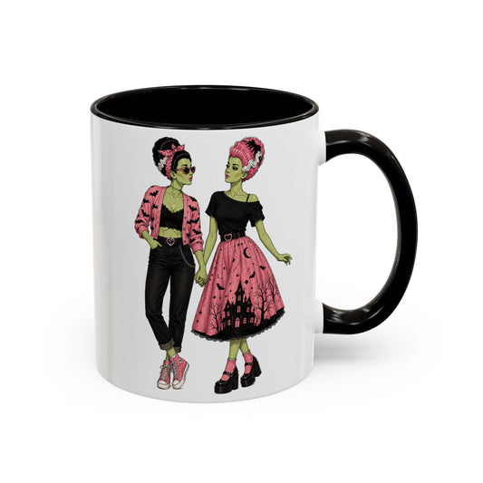 Pink Monster Brides Lesbian Couple Mug — 11 oz Coffee Cup