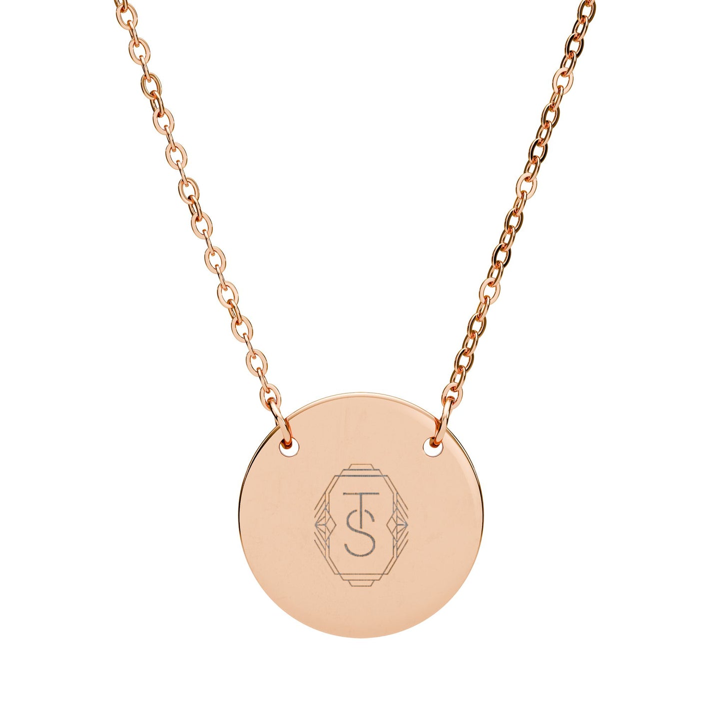 TS Engraved Circle Necklace
