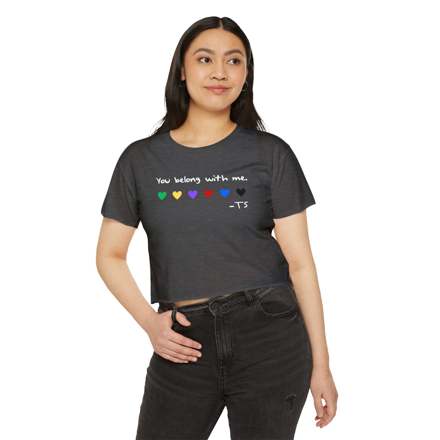 Festival Vibes Crop Top - You Belong With Me, Pride Apparel, LGBTQ+ Clothing, Summer Festival Wear, Concert Outfit