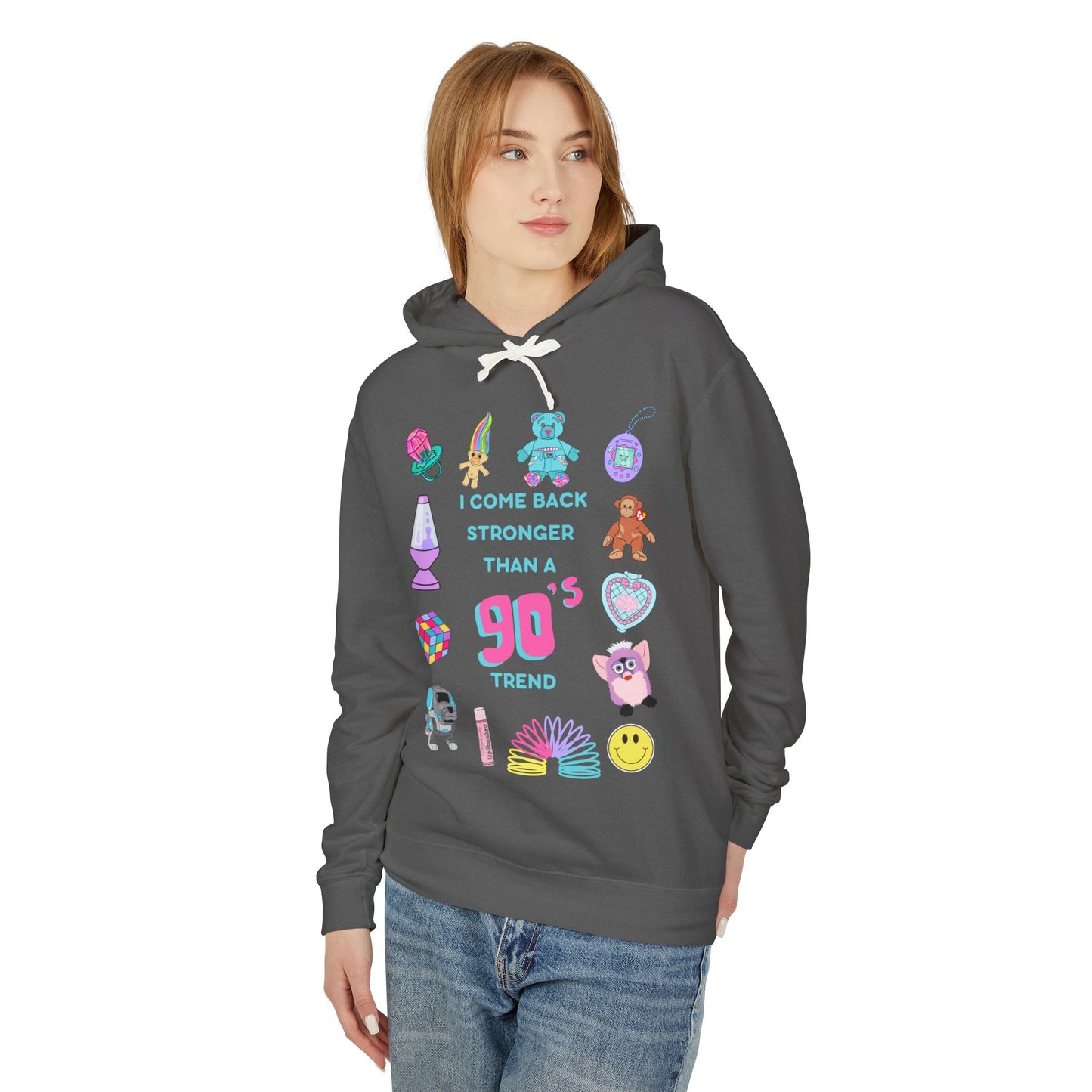 I come back stronger than a 90s trend - Unisex Lightweight Hooded Sweatshirt - Comfort Colors