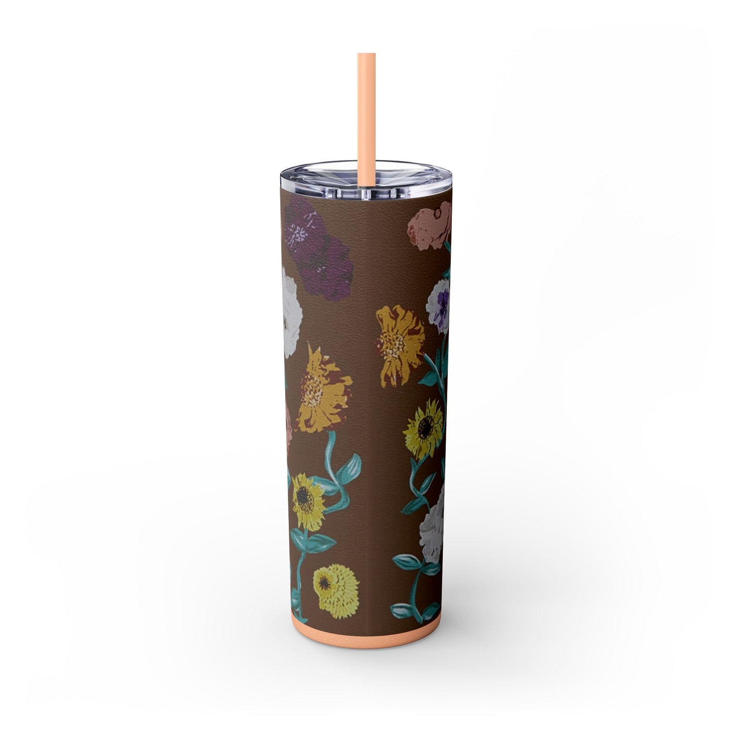 Surprise Song Piano Flowers - Vinyl Case Inspired - Skinny Tumbler with Straw, 20oz