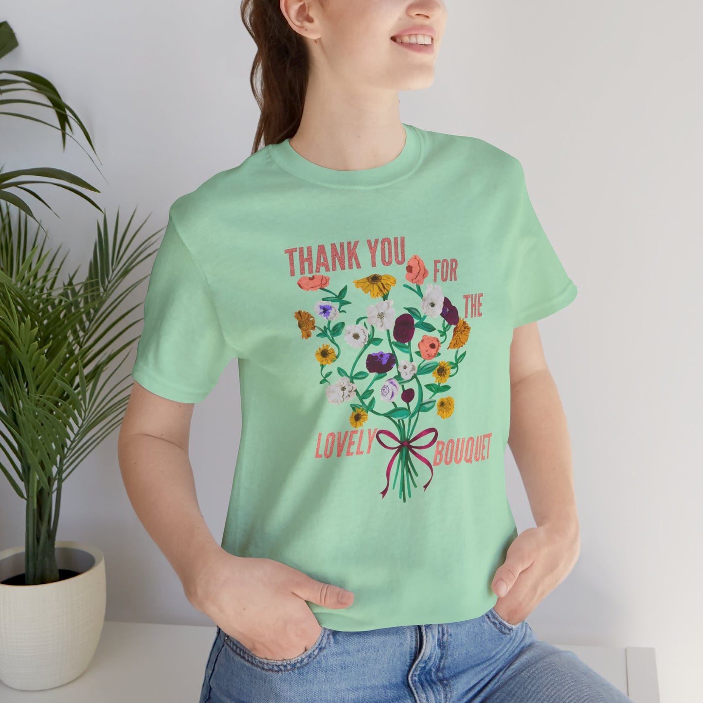 Thank You For The Lovely Bouquet, acoustic piano flowers Tee, Unisex Jersey Short Sleeve T-Shirt, Gift for Friends, Appreciation Shirt, Floral Design, Casual Wear