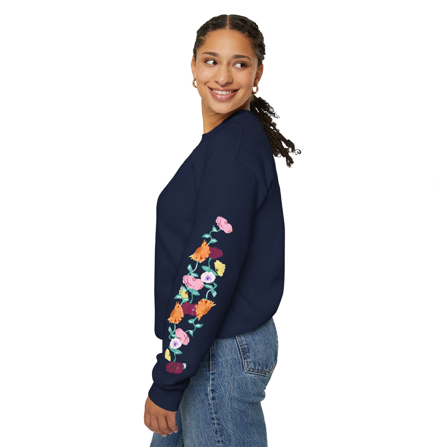 Acoustic Piano Floral Sleeve Crewneck Sweatshirt