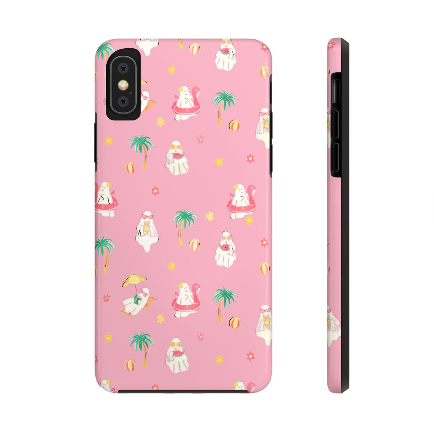 Pink Summerween Phone Cases with Ghosties - Fun Vacation Accessories, Cute Gift for Beach Lovers, Phone Covers, Summer Essentials