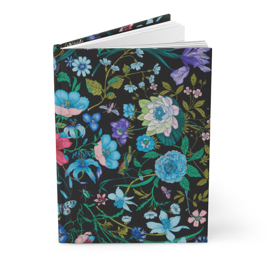Floral Hardcover Journal "Flora Black"- Elegant Design for Creative Expression