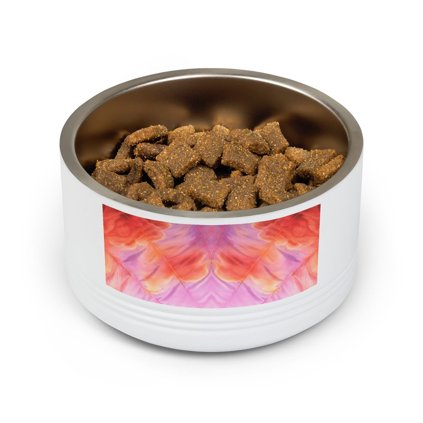 Miss Americana Stainless Steel Pet Bowl - Pink Orange Watercolor Floral Design, 18oz