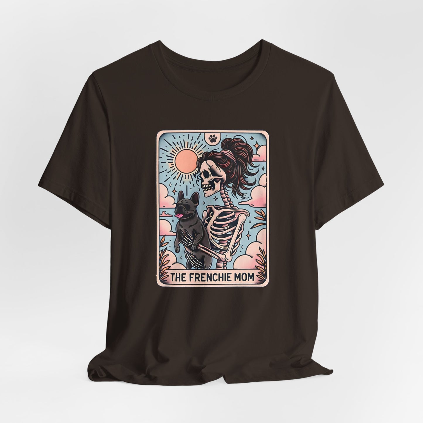 The Frenchie Mom Tarot Tee - Fun Graphic Shirt for Pet Lovers, Dog Mom Gift, Halloween Style, Casual Wear, Graphic T-Shirt, Unique Gift Idea