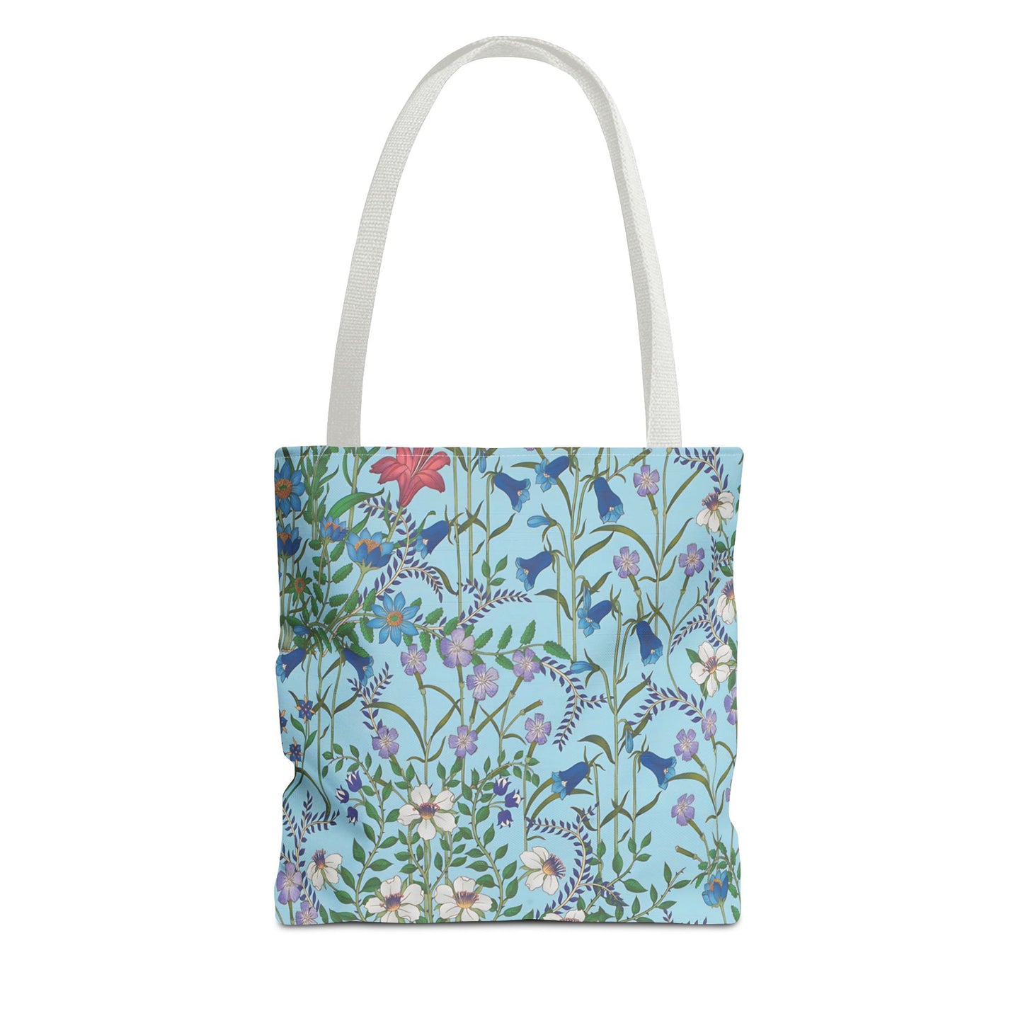 Floral Pattern Tote Bag "Flora Blue" - Vibrant Garden Style for Everyday Use
