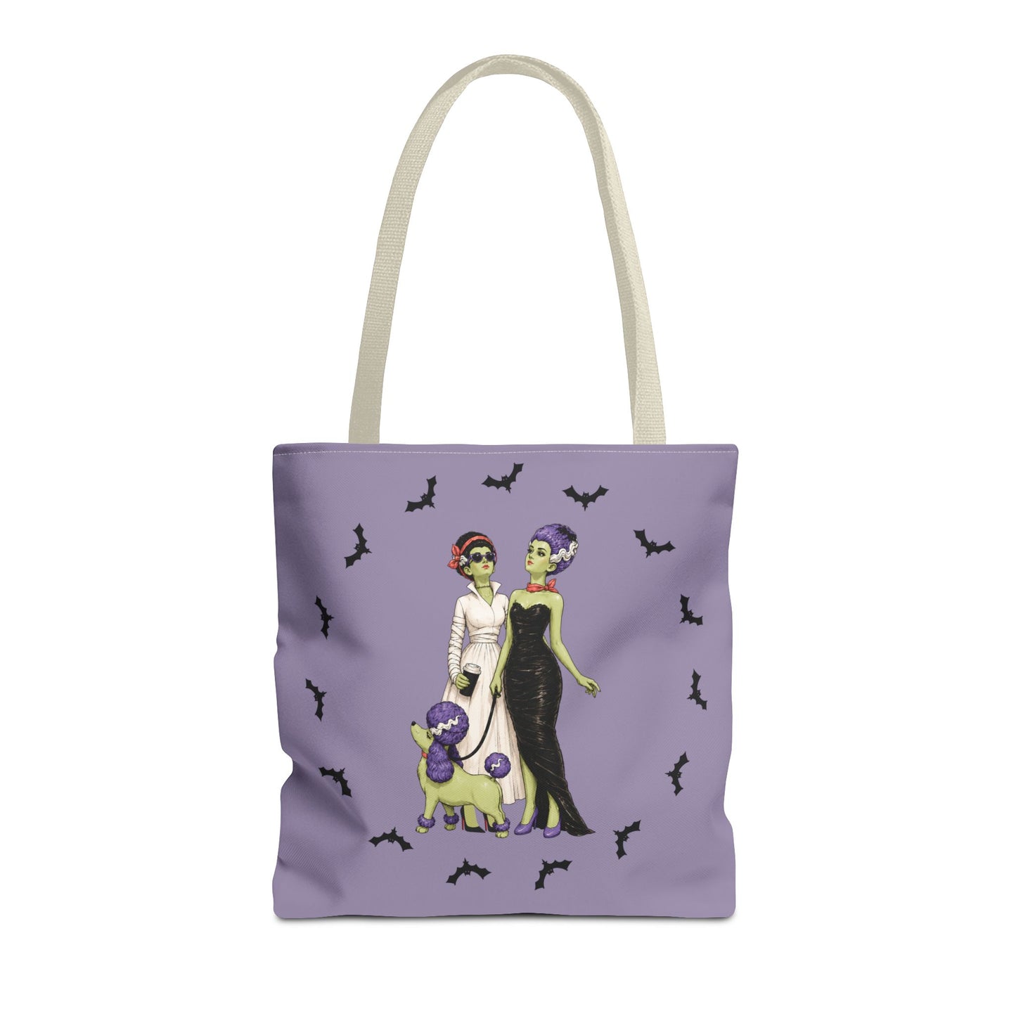 Gothic Brides Tote Bag — Retro Monster Dog Walk Design