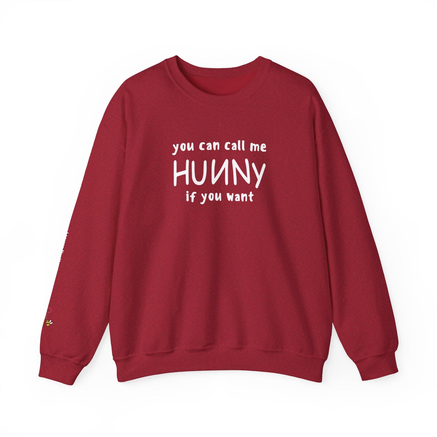 You Can Call Me Hunny Sweatshirt with Sleeve Detail - Cozy Unisex Crewneck, Cute Gift for Friends, Casual Wear, Perfect for Fall & Winter