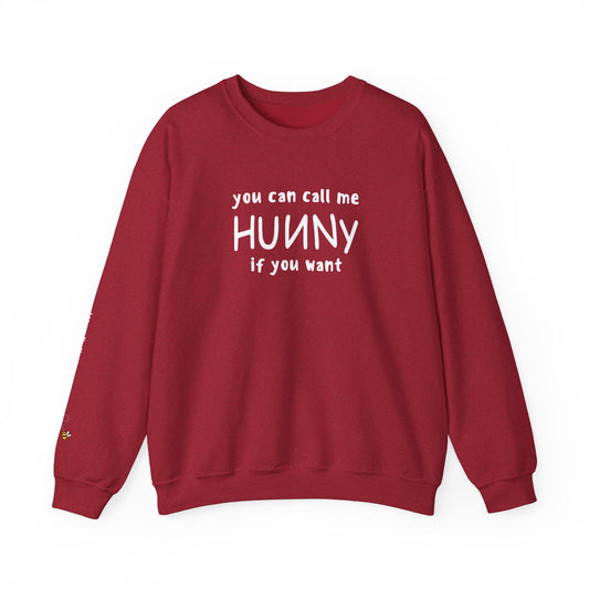 You Can Call Me Hunny Sweatshirt with Sleeve Detail - Cozy Unisex Crewneck, Cute Gift for Friends, Casual Wear, Perfect for Fall & Winter