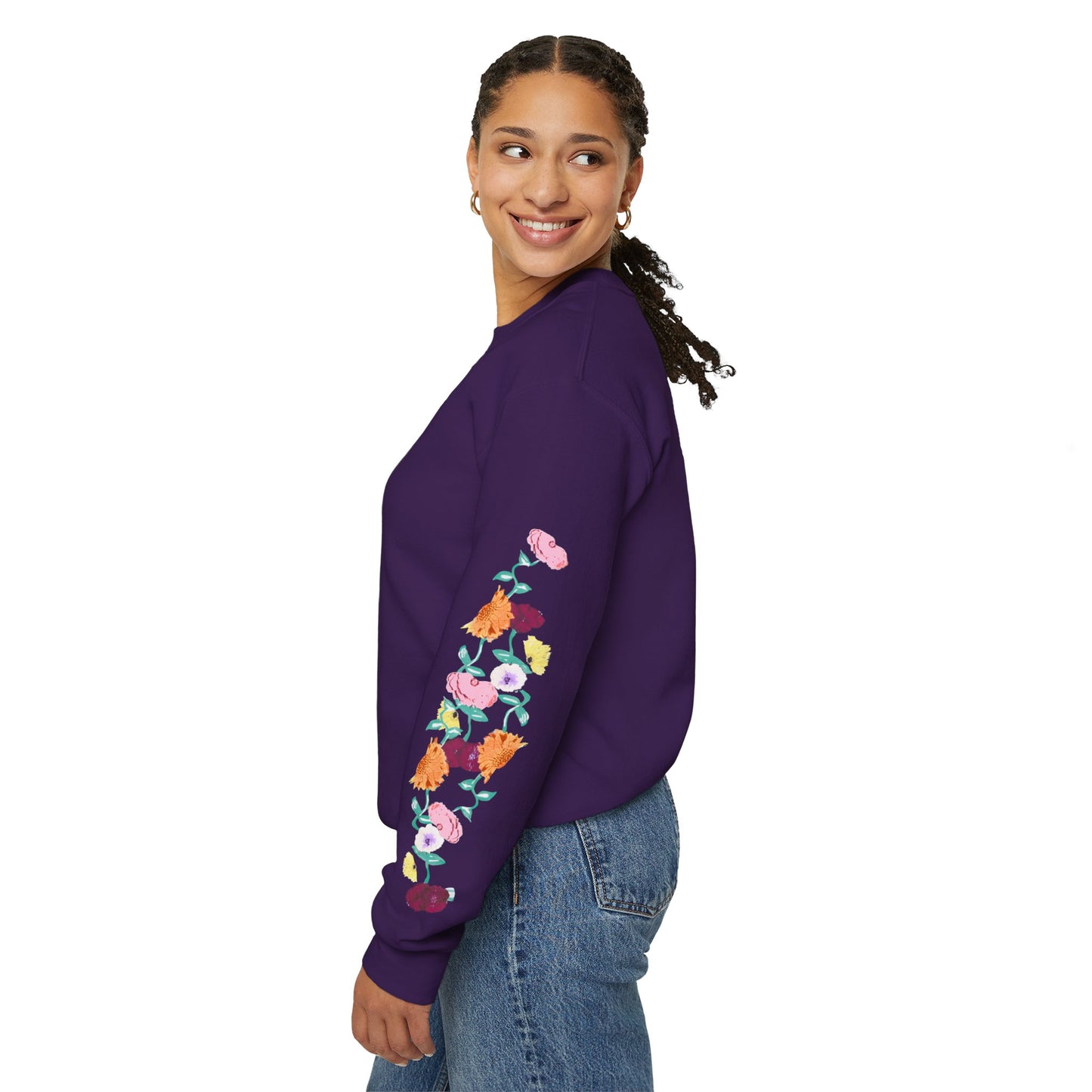 Acoustic Piano Floral Sleeve Crewneck Sweatshirt