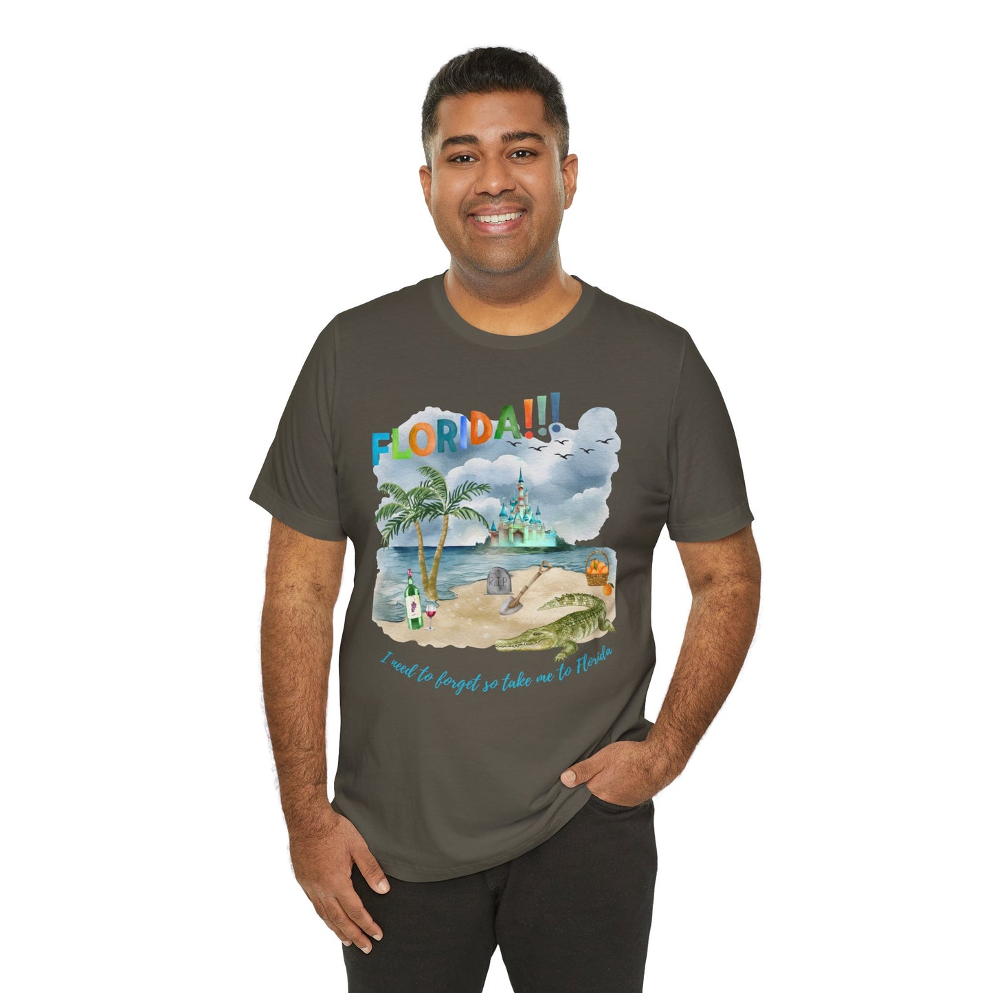 FLORIDA!!! Watercolor Print - Unisex Jersey Short Sleeve Tee