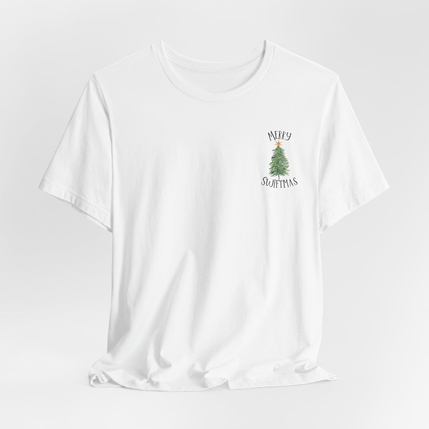 Merry Swiftmas - Swiftie Lyrics Collage front/back - Unisex Jersey Short Sleeve Tee