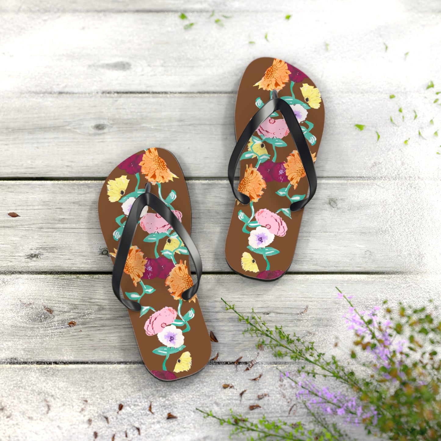 Acoustic Set Floral Flip Flops