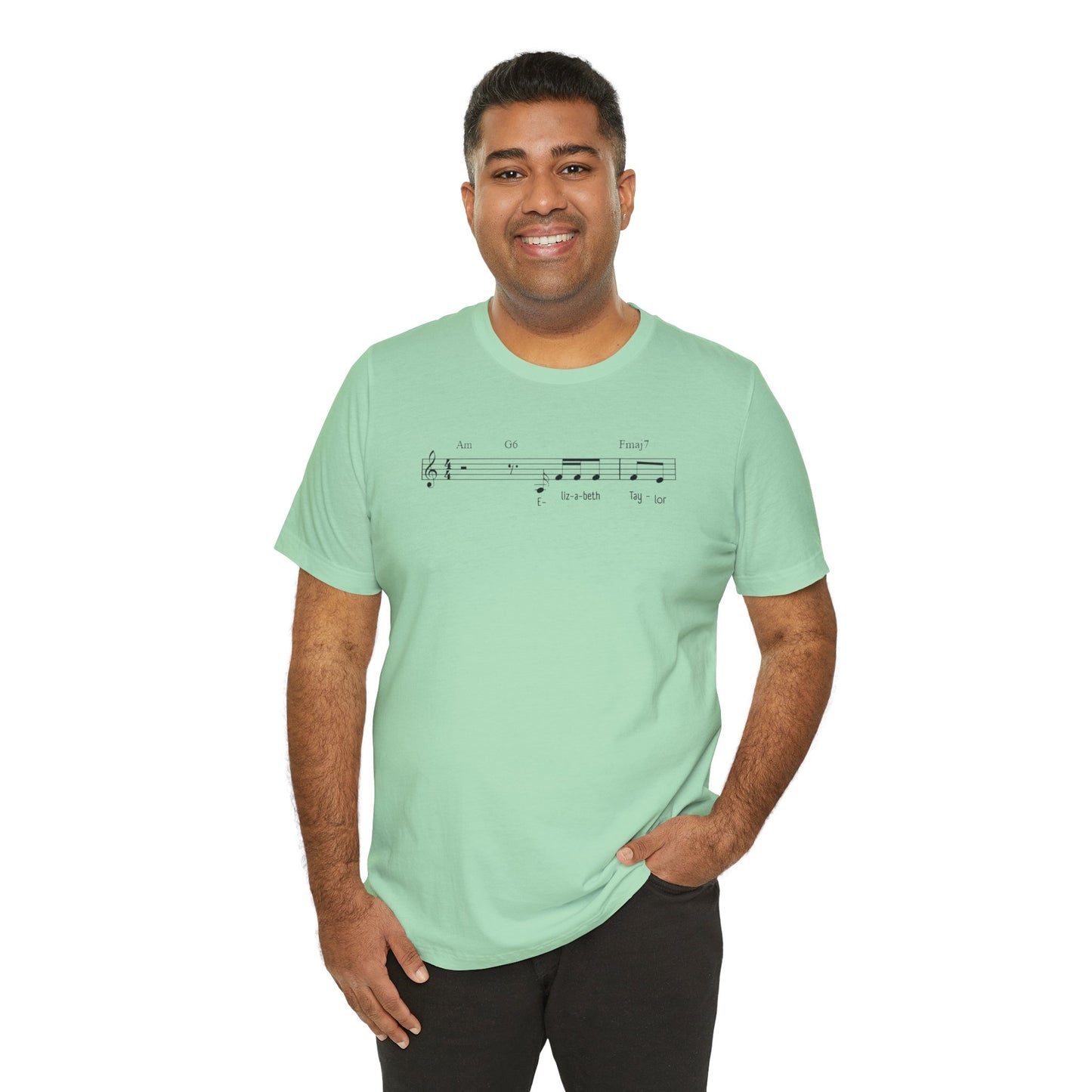 Elizabeth Tay-lor Musical Notes Unisex Tee, Gift for Musicians, Music Lover T-Shirt, Casual Everyday Wear, Concert Outfit