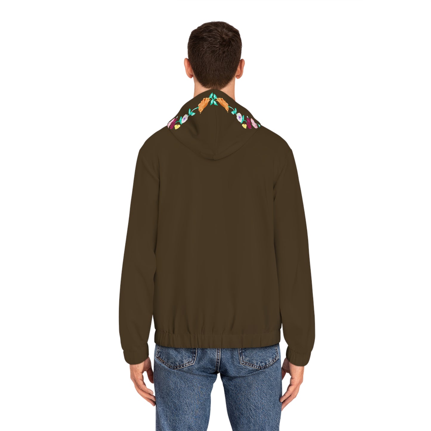 Acoustic Piano Unisex Full‑Zip Hoodie — Brown Garden Motif
