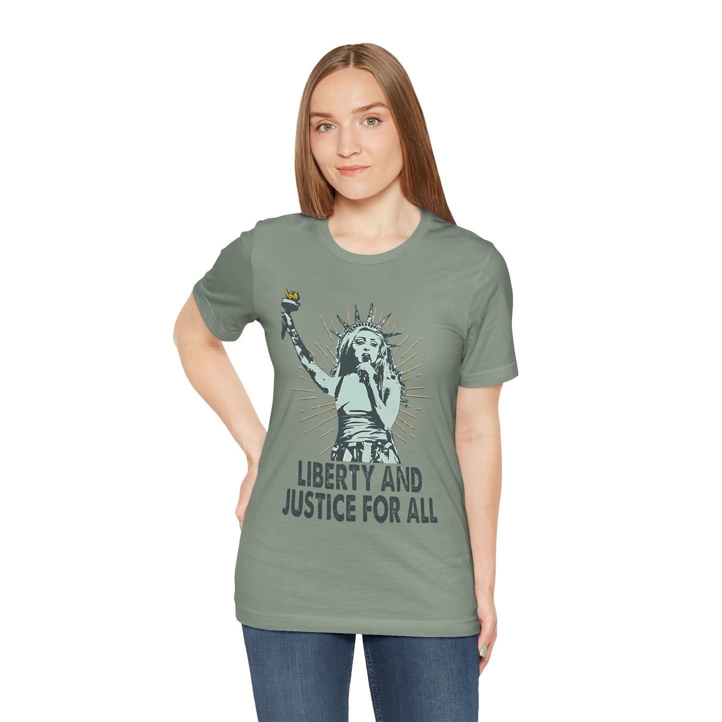 Liberty and Justice Short Sleeve Chappell Tee | Patriotic Unisex Shirt | Freedom Wear, Gift for Activists, Independence Day, Casual Style, [...]