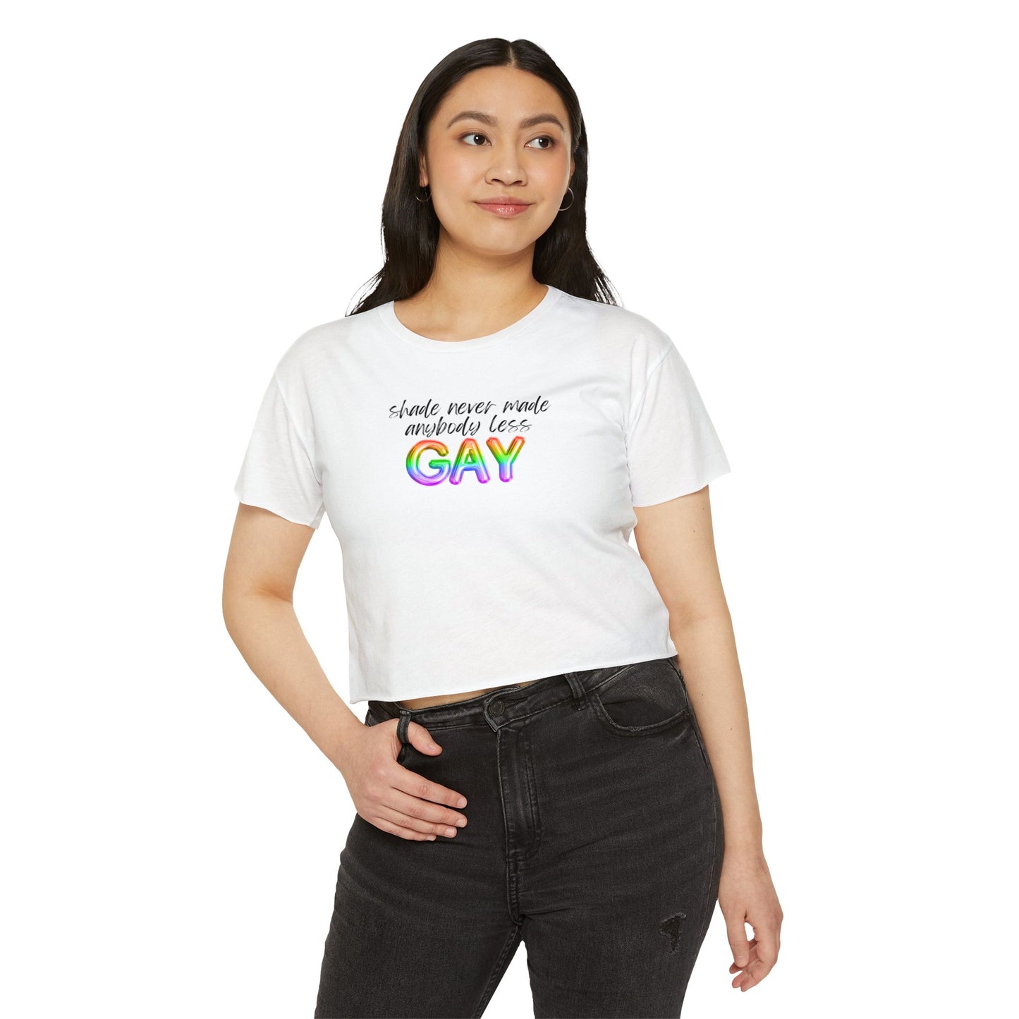shade never made anybody less gay - swiftie pride - Women's Festival Crop Top