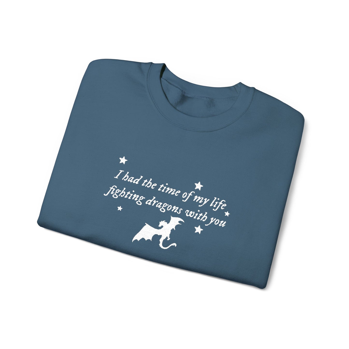 Embroidered Crewneck Sweatshirt — fighting dragons with you