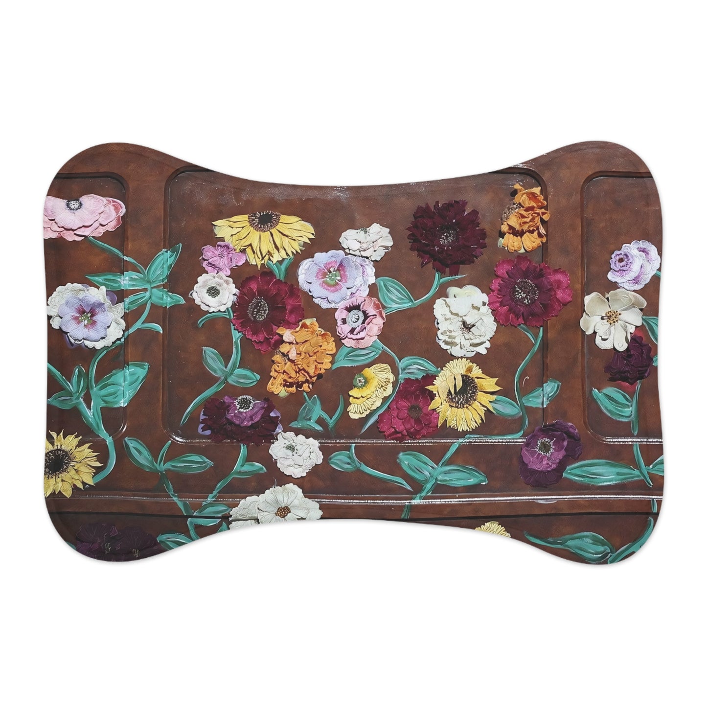 Acoustic Piano Floral Pet Feeding Mat — Waterproof Bowl Placemat for Dogs & Cats