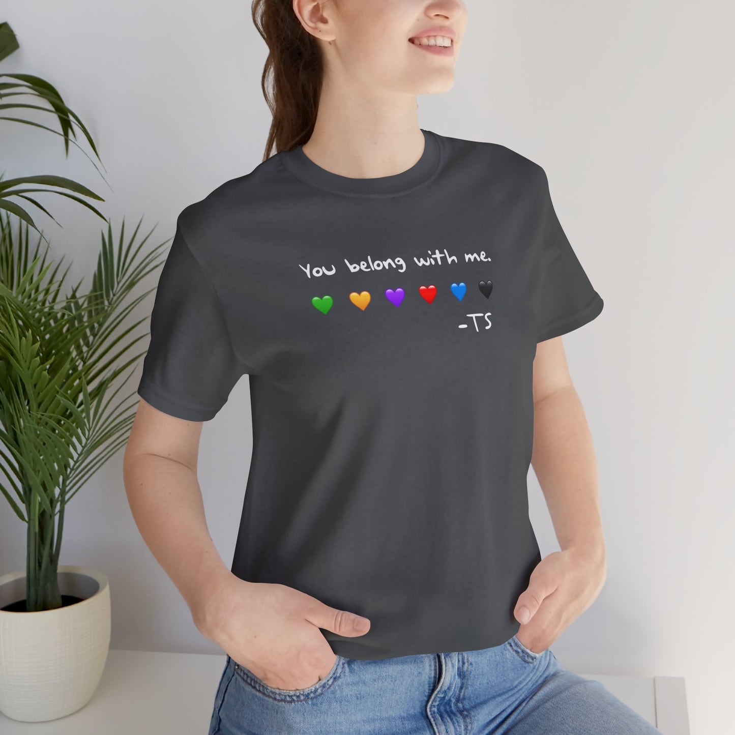 "You Belong With Me" Heart Tee - Unisex Jersey Short Sleeve T-Shirt, Casual Wear, Gift for Friends, Swiftie Gift