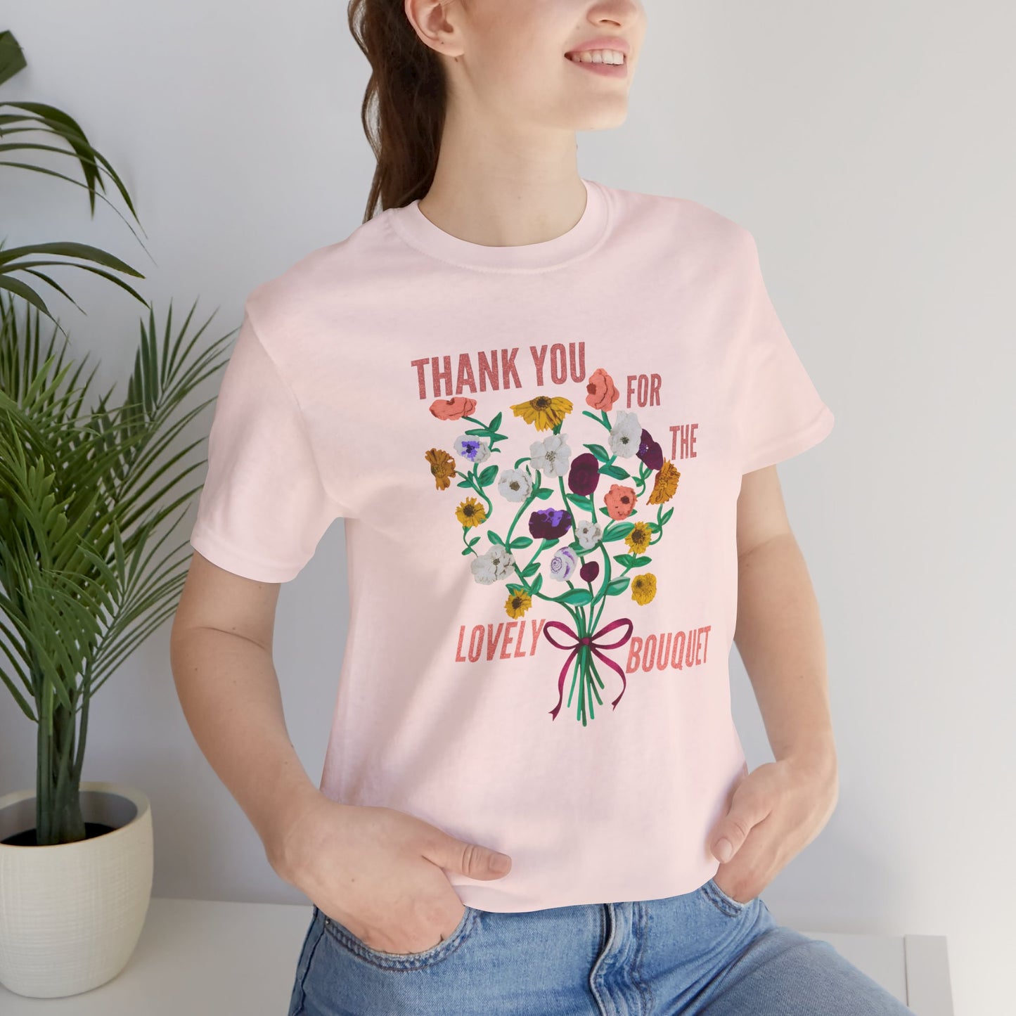 Thank You For The Lovely Bouquet, acoustic piano flowers Tee, Unisex Jersey Short Sleeve T-Shirt, Gift for Friends, Appreciation Shirt, Floral Design, Casual Wear