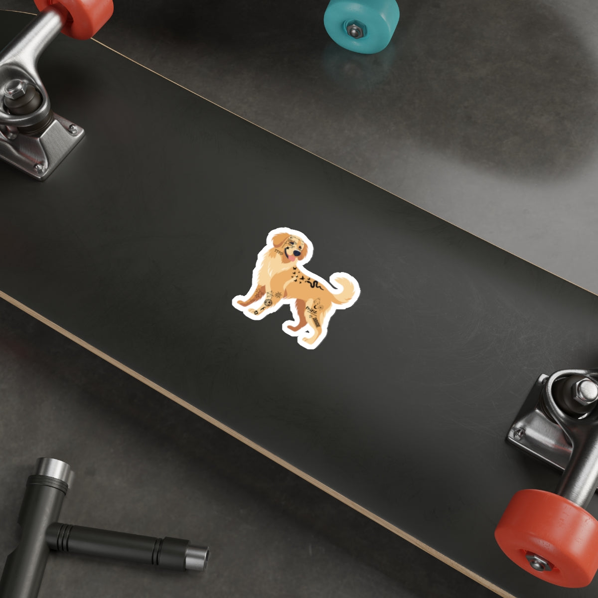 Tattooed Golden Retriever Waterproof Sticker — Cute Dog Swiftie Sticker