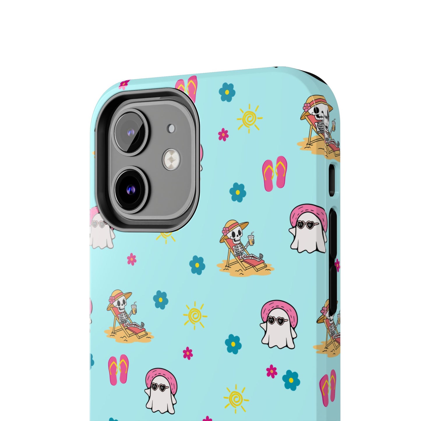 Aqua Summerween Tough Phone Cases, Cute Beach Pattern, Fun Gift for Beach Lovers, Summer Accessories, Protective Phone Cover