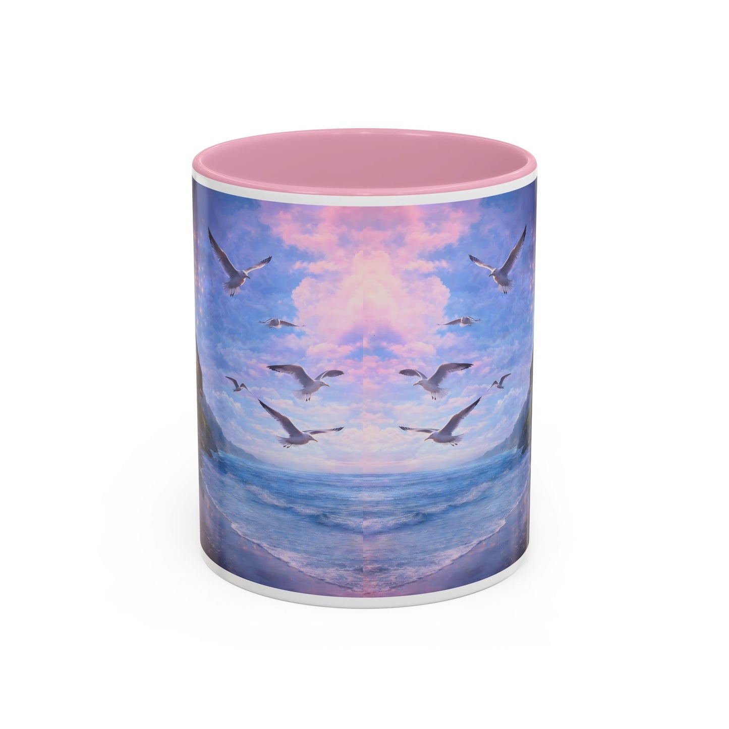 Keep it 100 Seaside Dreamscape Mug — Sunset Ocean Birds Art (11oz & 15oz)