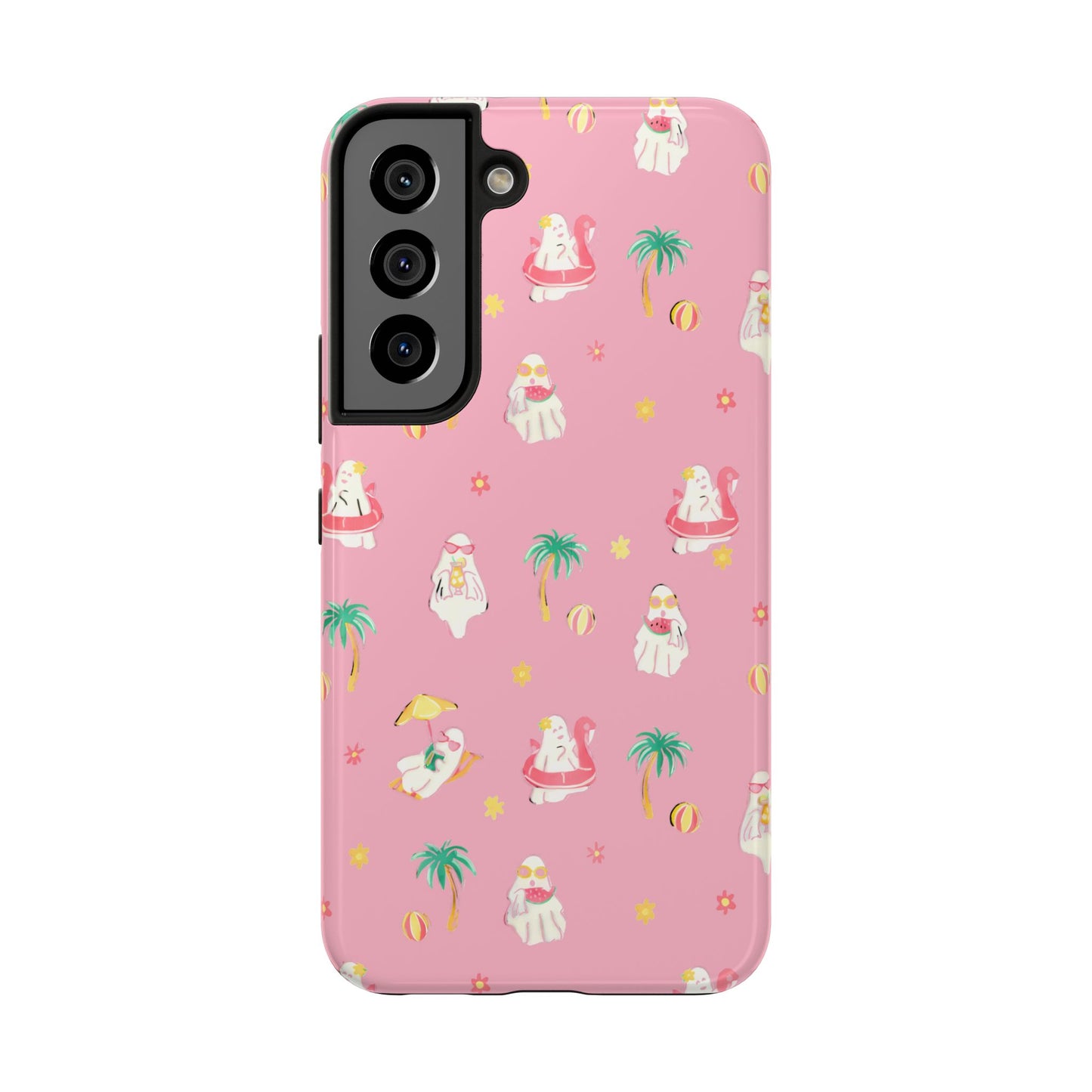 Pink Summerween Phone Cases with Ghosties - Fun Vacation Accessories, Cute Gift for Beach Lovers, Phone Covers, Summer Essentials