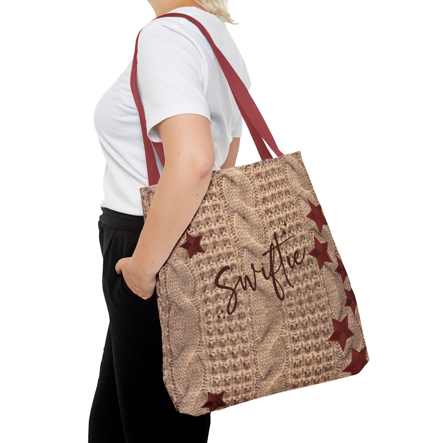 Swiftie Red Holiday Cardigan Inspired Tote Bag