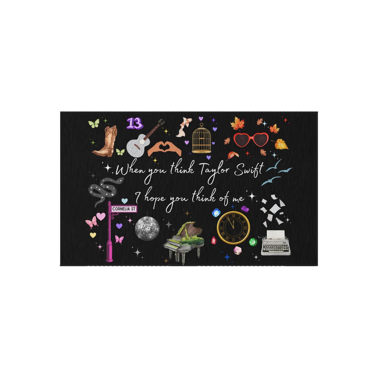 I hope you think of me - Outdoor Rug, Music Decor, Outdoor Living, Patio Accessory, Gift for Fan, Boho Home