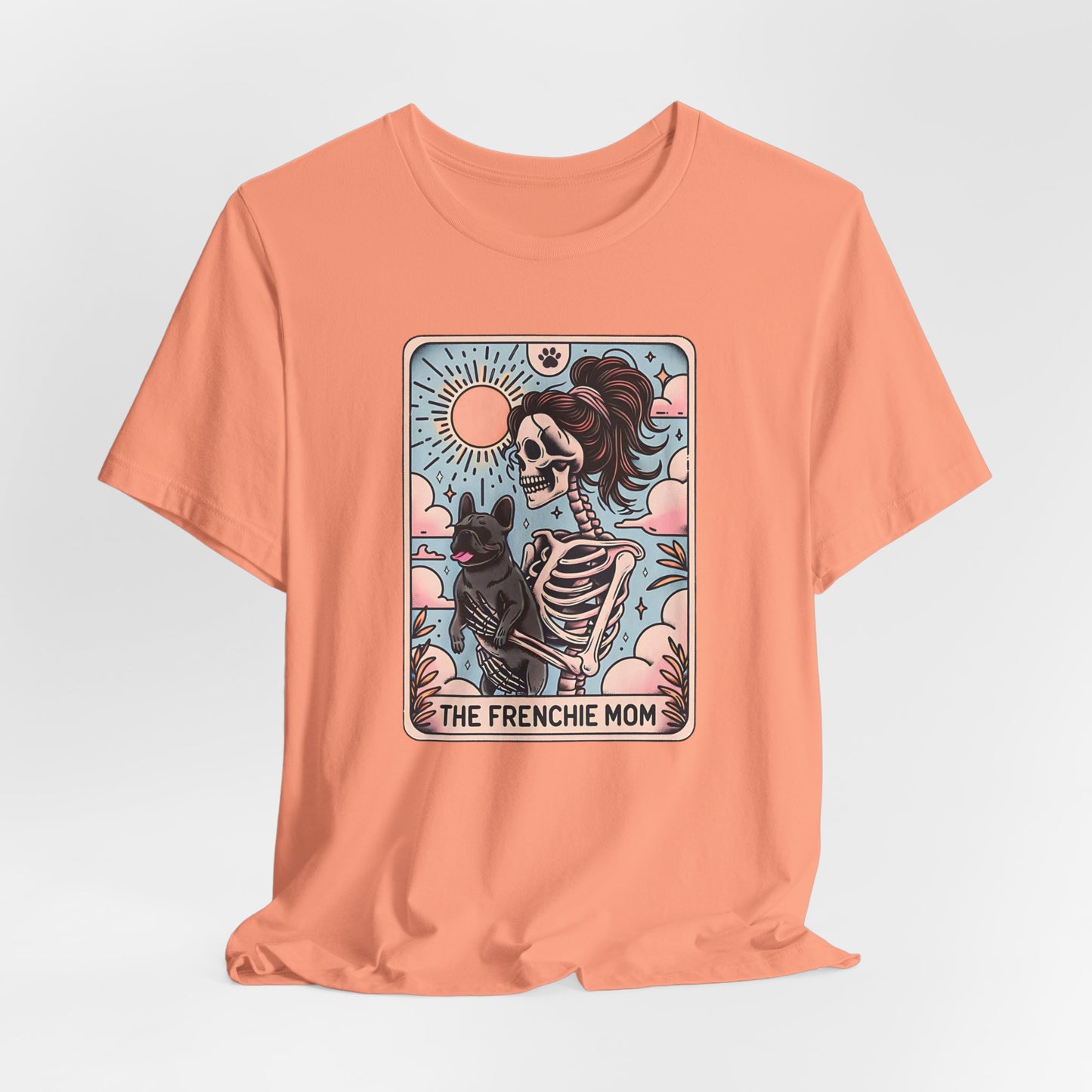 The Frenchie Mom Tarot Tee - Fun Graphic Shirt for Pet Lovers, Dog Mom Gift, Halloween Style, Casual Wear, Graphic T-Shirt, Unique Gift Idea