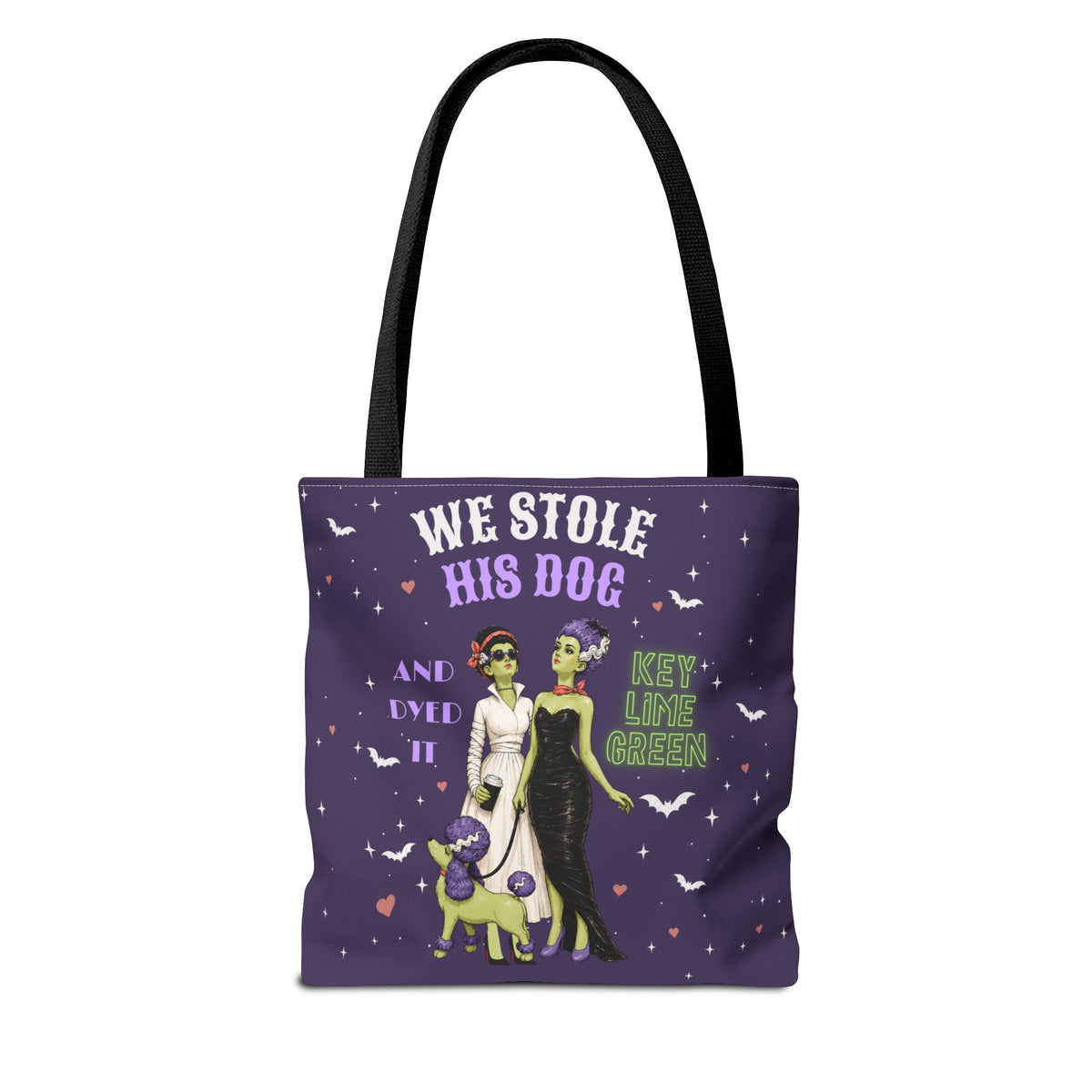 Gothic Brides Tote Bag — Retro Monster Dog Walk Design