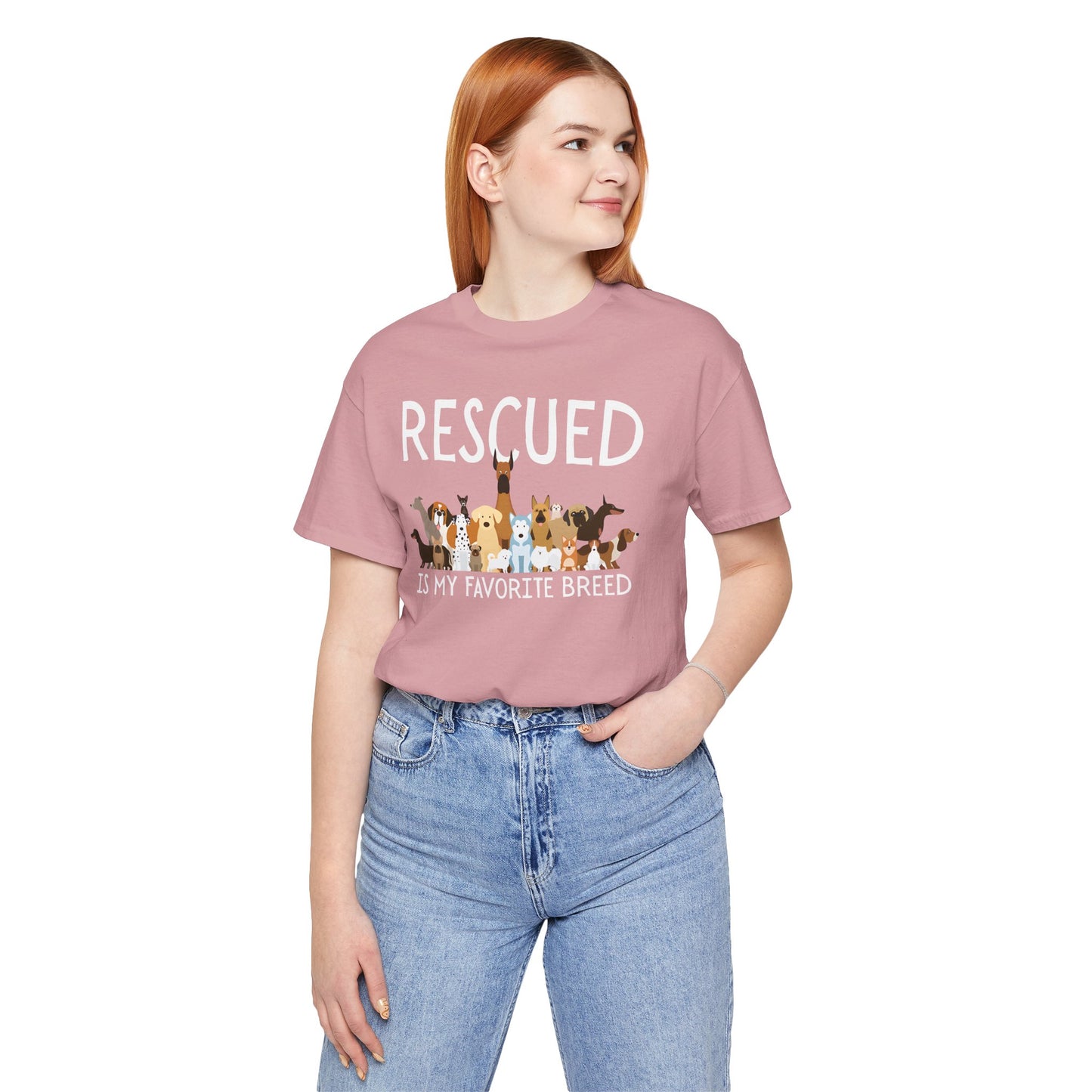 Unisex Dog Lover Tee: 'Rescued is My Favorite Breed' Shirt, Animal Rescue Gift, Pet Owner Apparel, Fun Casual Wear, Birthday Gift