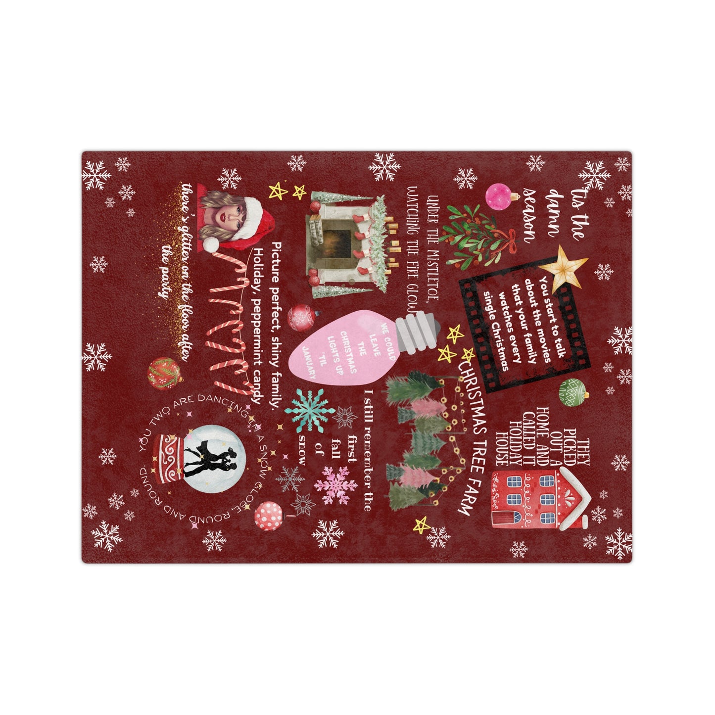 Merry Swiftmas - Swiftie Christmas Lyrics Collage - Velveteen Microfiber Blanket