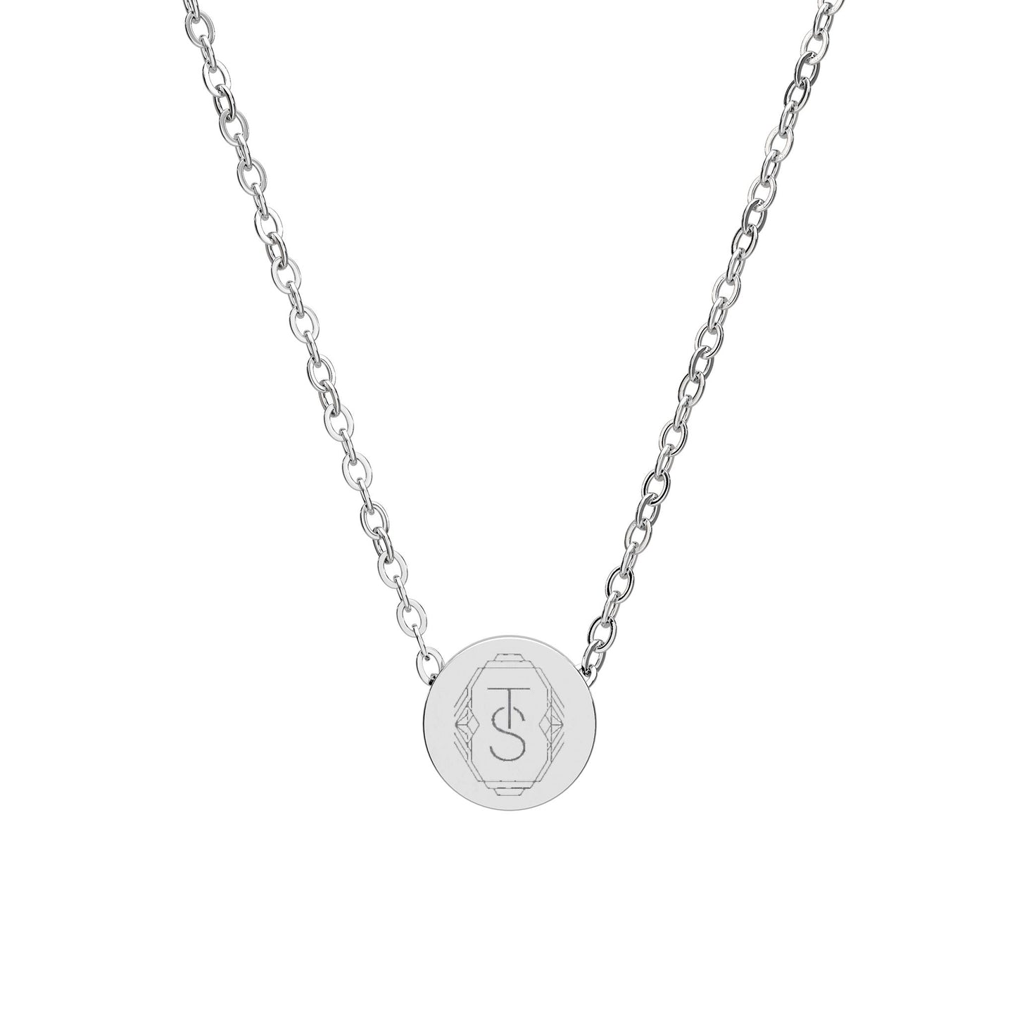 TS Mini Engraved Circle Necklace
