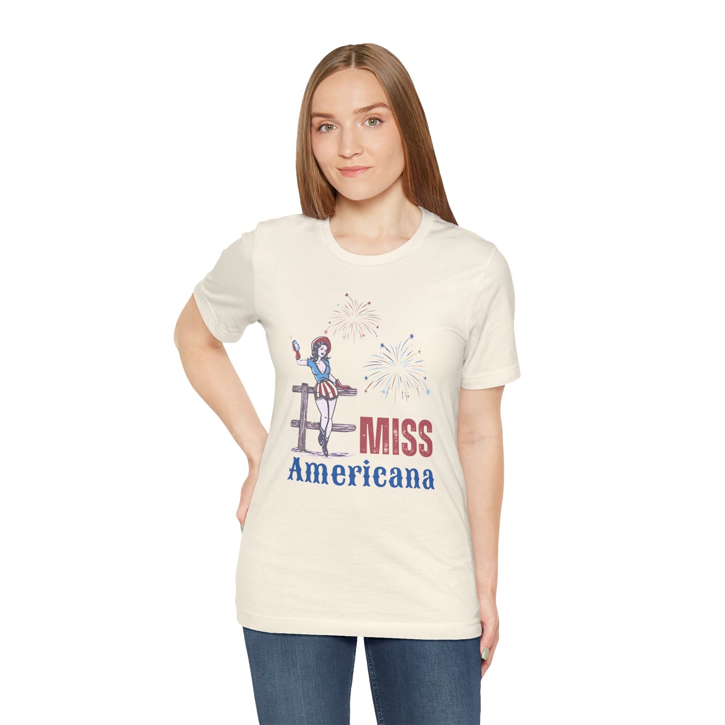 'Miss Americana' Unisex Jersey Tee, Perfect for 4th of July, Independence Day, Summer Parties, Americana Style, Vintage Vibes
