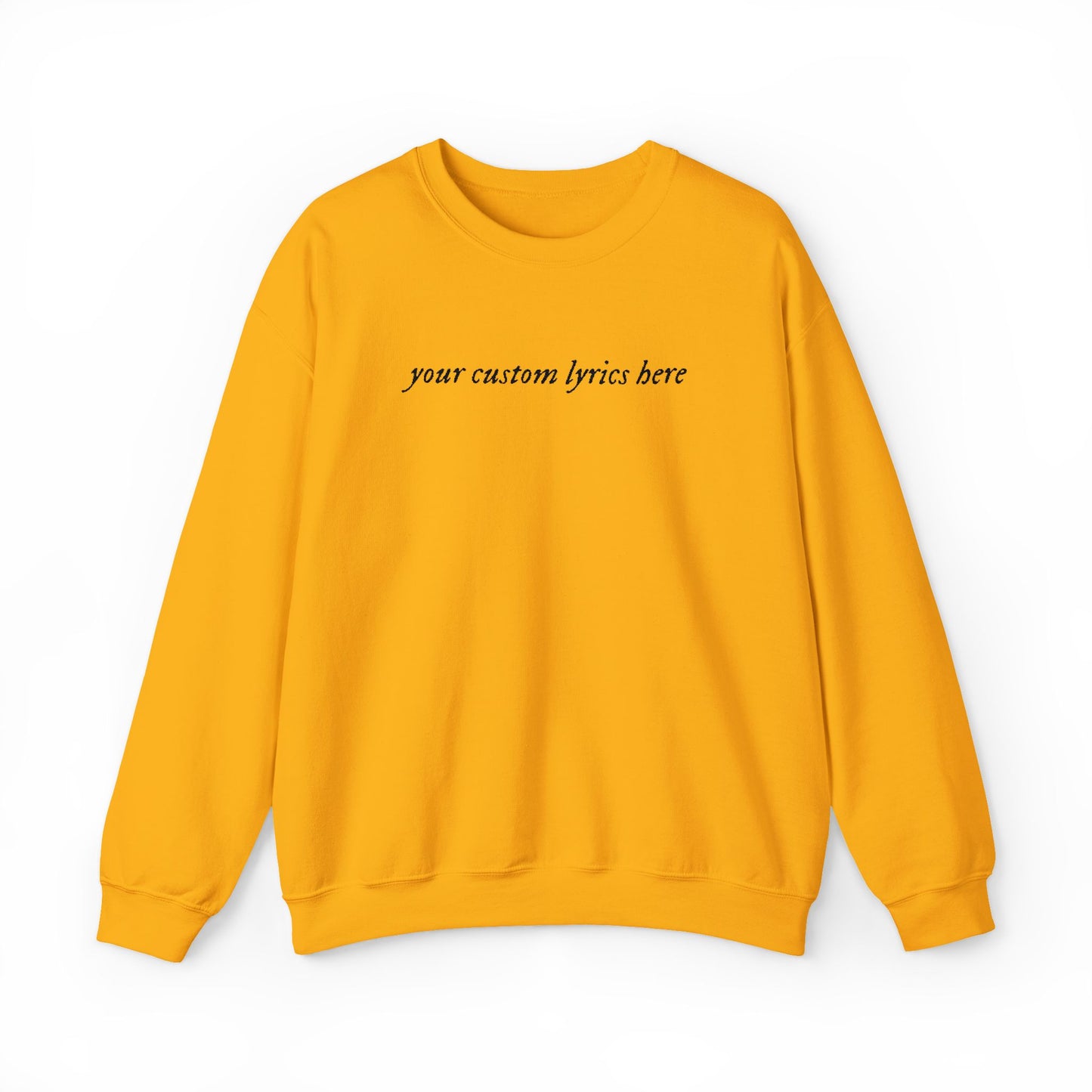 Embroidered Custom Lyrics Crewneck Sweatshirt — light color sweatshirt, dark lyrics