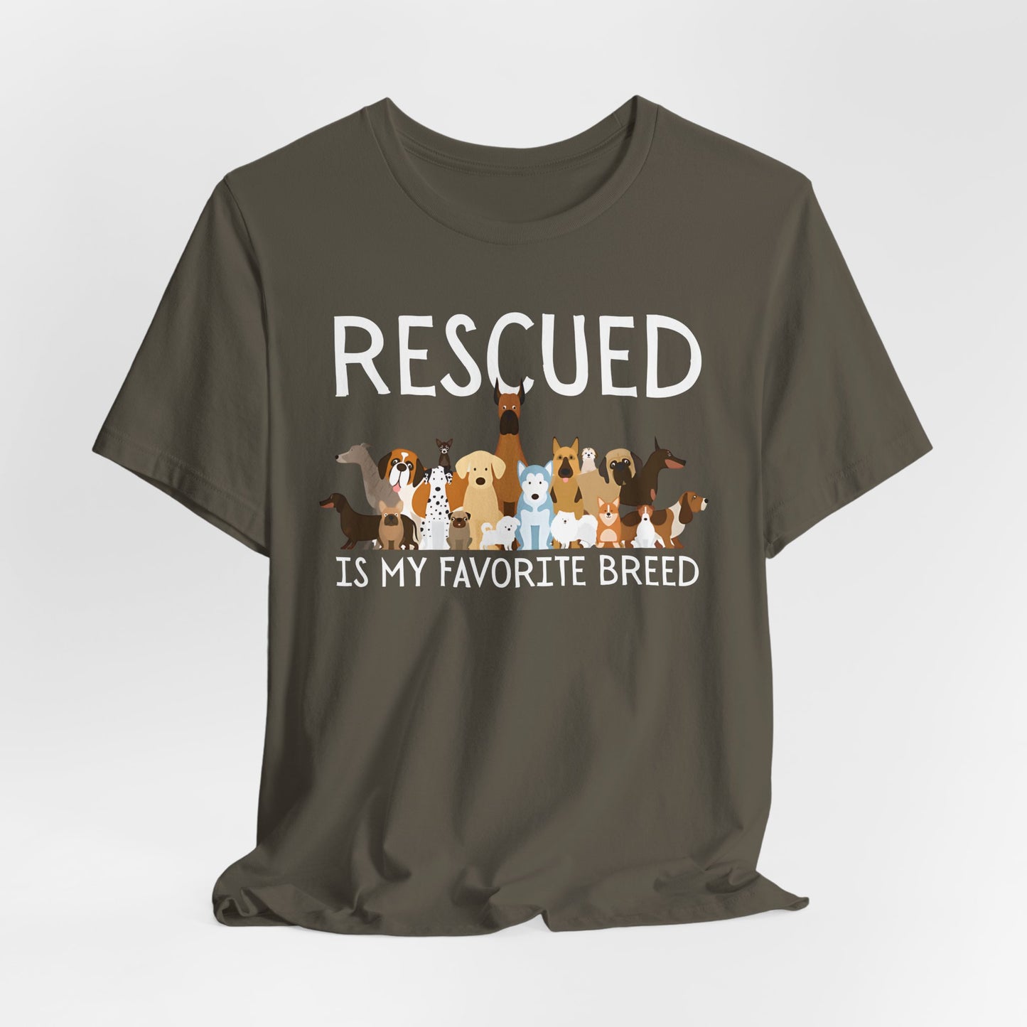 Unisex Dog Lover Tee: 'Rescued is My Favorite Breed' Shirt, Animal Rescue Gift, Pet Owner Apparel, Fun Casual Wear, Birthday Gift